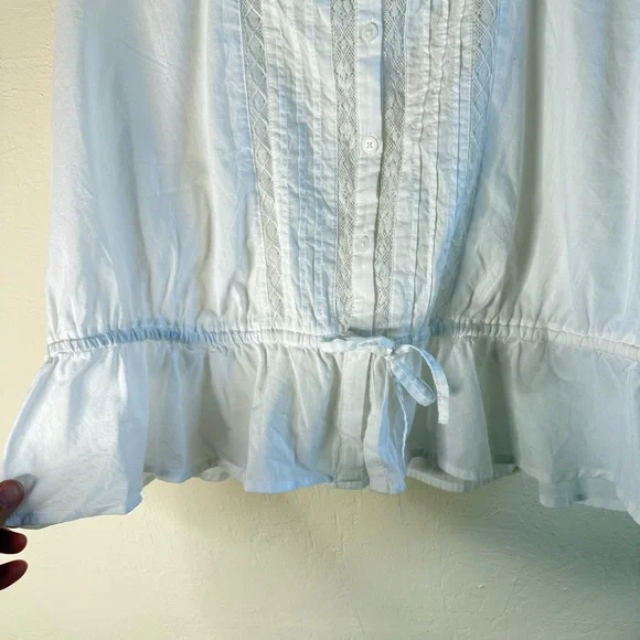 Old Navy Tie Waist Sleeveless Lace Trim Top White Size XL - Picture 4 of 7